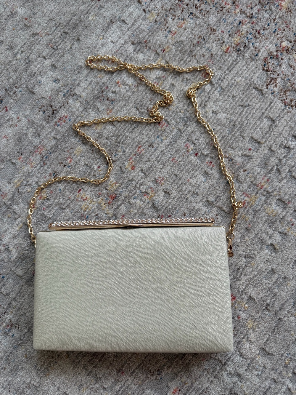 Natasha Ivory Clutch with rhinestones